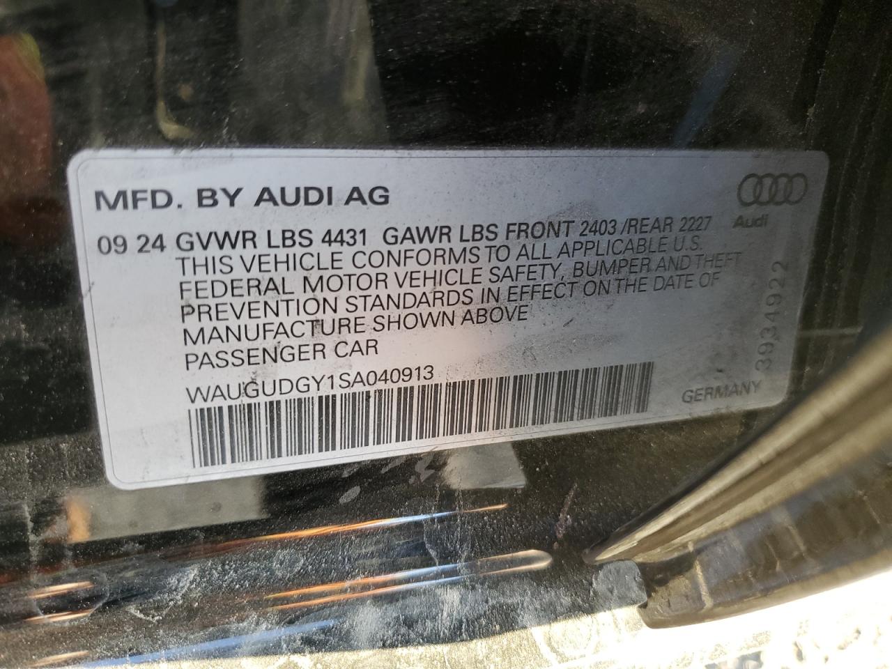 2025 Audi A3 Premium VIN: WAUGUDGY1SA040913 Lot: 81600975