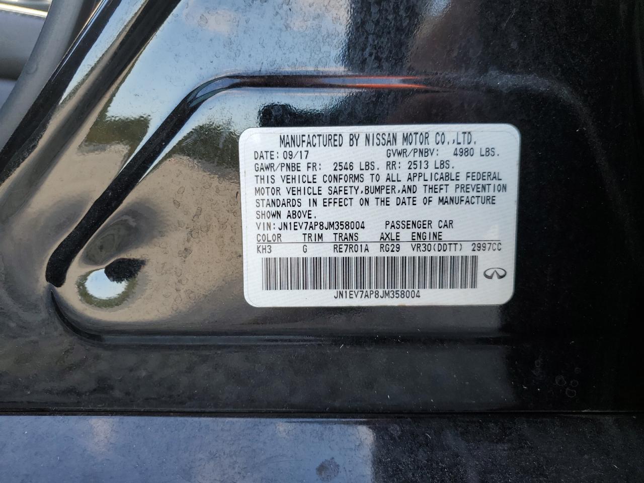 2018 Infiniti Q50 Luxe VIN: JN1EV7AP8JM358004 Lot: 71427745