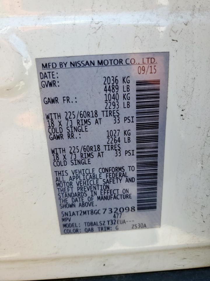 2016 Nissan Rogue S VIN: 5N1AT2MT8GC732098 Lot: 81109445