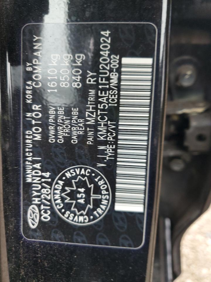 2015 Hyundai Accent Gs VIN: KMHCT5AE1FU204024 Lot: 80842995