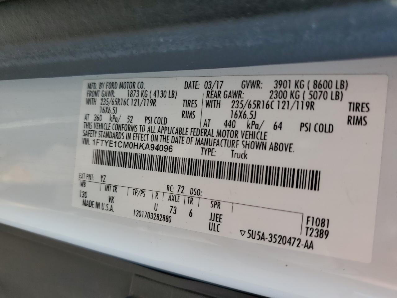 2017 Ford Transit T-150 VIN: 1FTYE1CM0HKA94096 Lot: 81805415