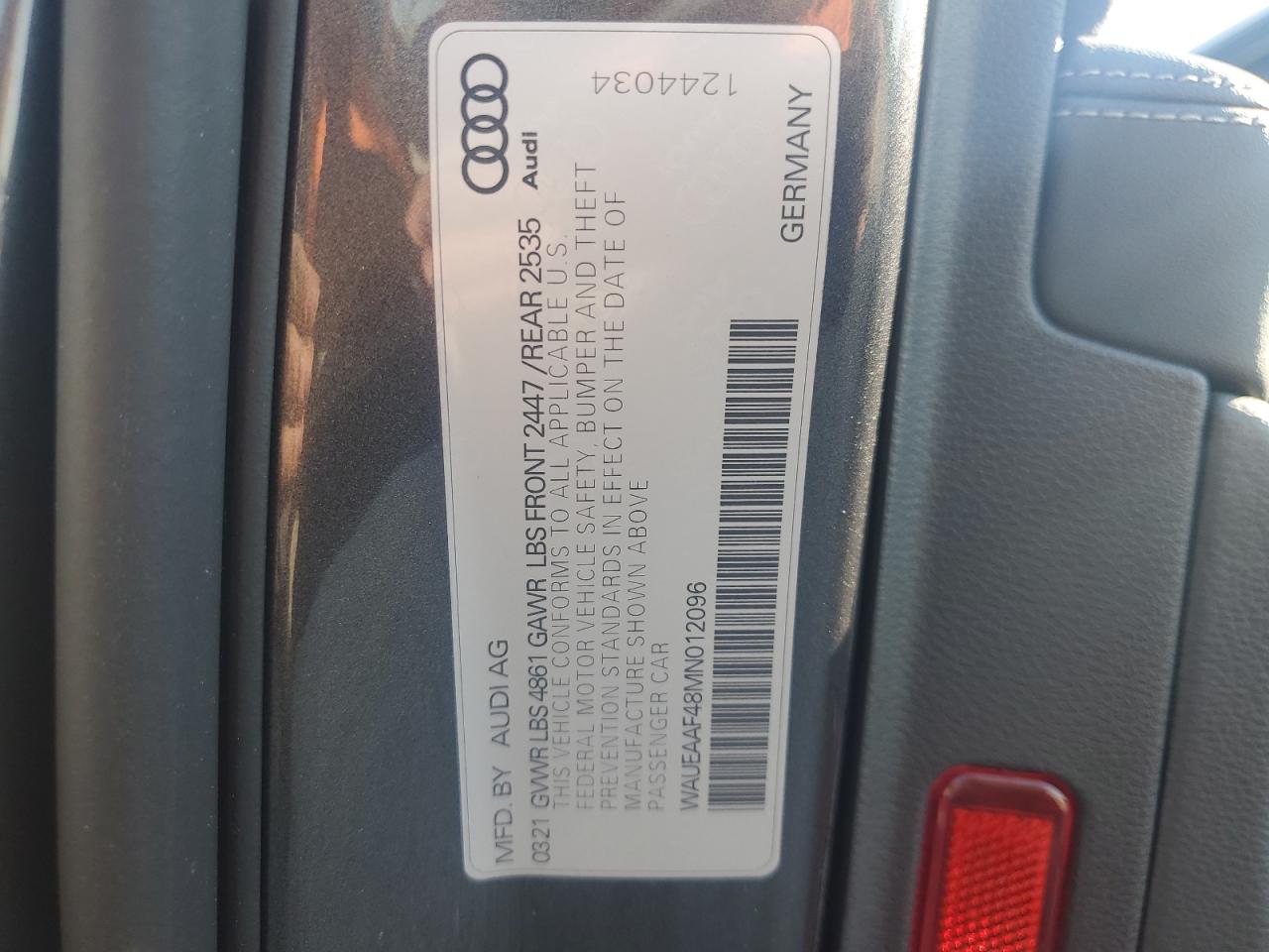 2021 Audi A4 Premium Plus 45 VIN: WAUEAAF48MN012096 Lot: 81223975