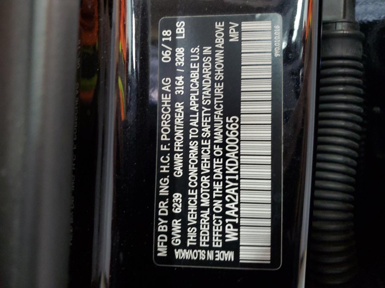 2019 Porsche Cayenne VIN: WP1AA2AY1KDA00665 Lot: 81931035