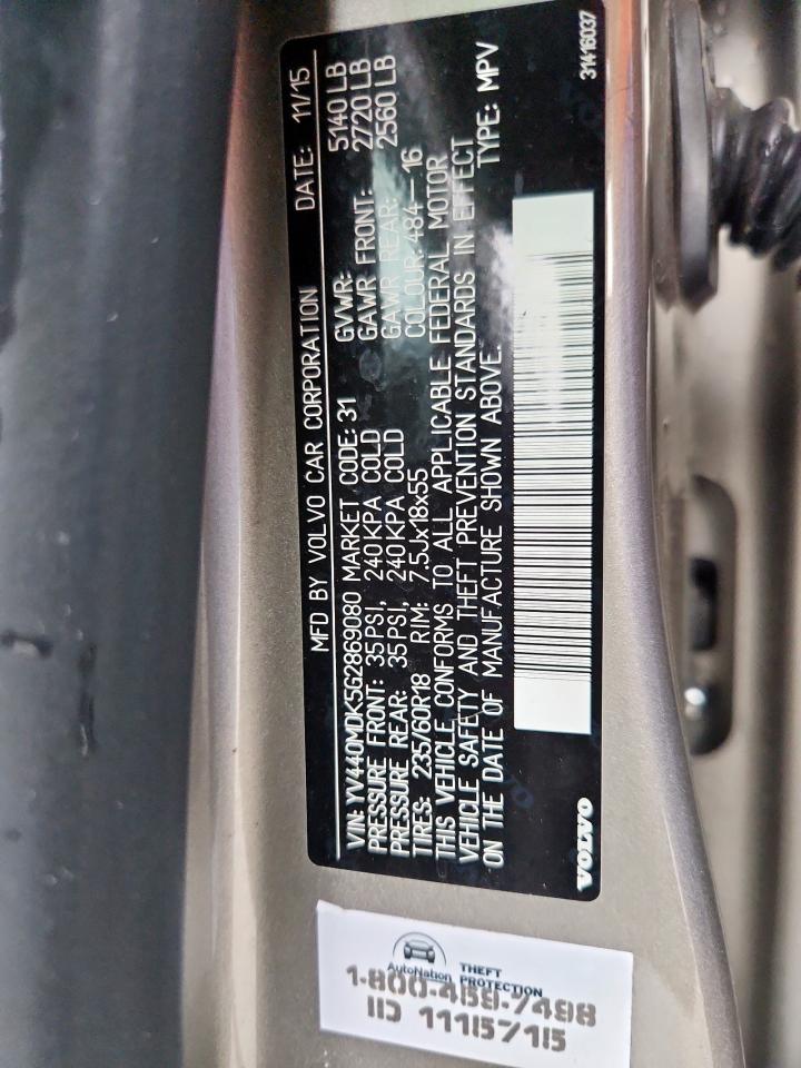 2016 Volvo Xc60 T5 Premier VIN: YV440MDK5G2869080 Lot: 82133695