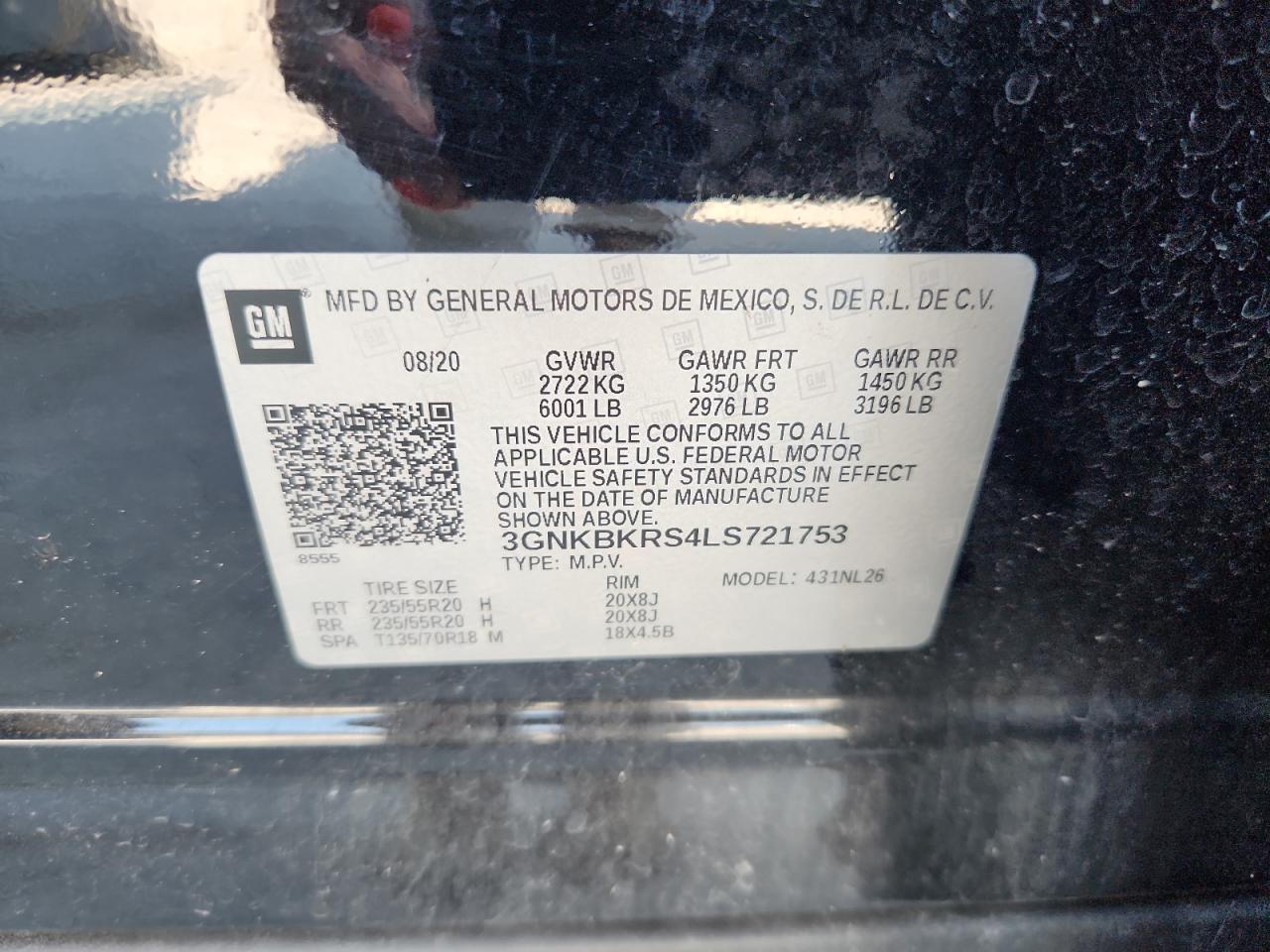 2025 Chevrolet Blazer Rs VIN: 3GNKBKRS4LS721753 Lot: 80610385