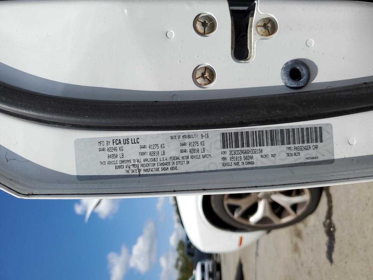 2016 Dodge Challenger Sxt VIN: 2C3CDZAG6GH332150 Lot: 70369325