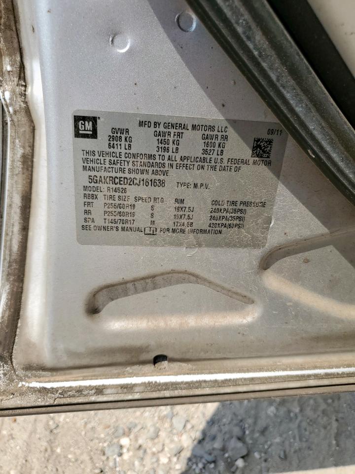 2012 Buick Enclave VIN: 5GAKRCED2CJ161638 Lot: 80903125