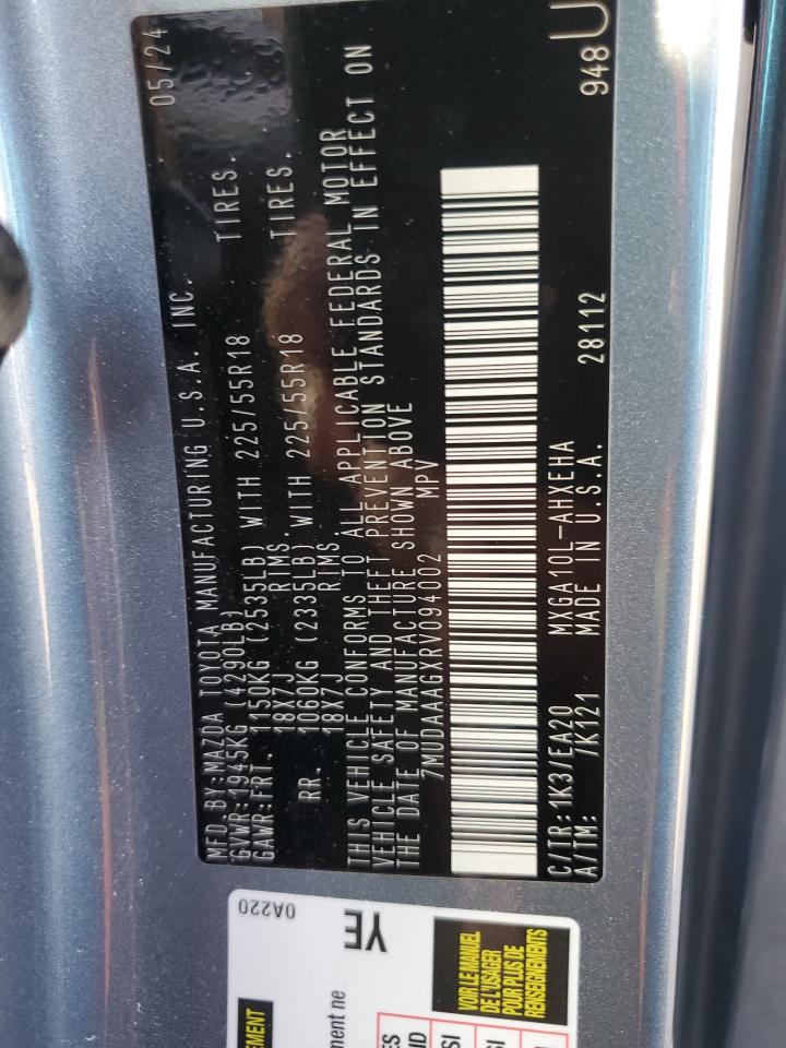 2024 Toyota Corolla Cross Xle VIN: 7MUDAAAGXRV094002 Lot: 71351465