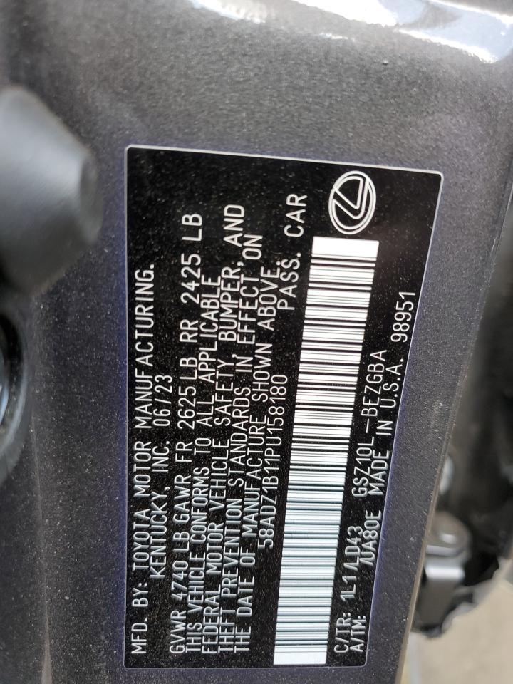 2023 Lexus Es 350 Base VIN: 58ADZ1B11PU158180 Lot: 81450985