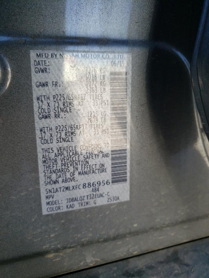 2015 Nissan Rogue S VIN: 5N1AT2MLXFC886956 Lot: 81508725