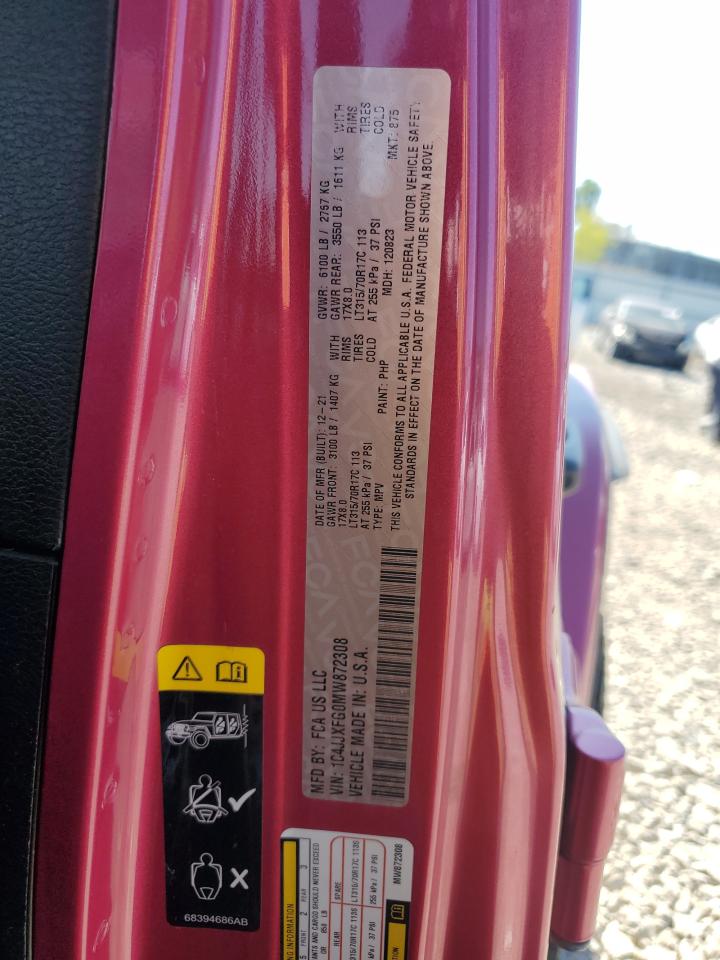 2021 Jeep Wrangler Unlimited Rubicon VIN: 1C4JJXFG0MW872308 Lot: 71817335