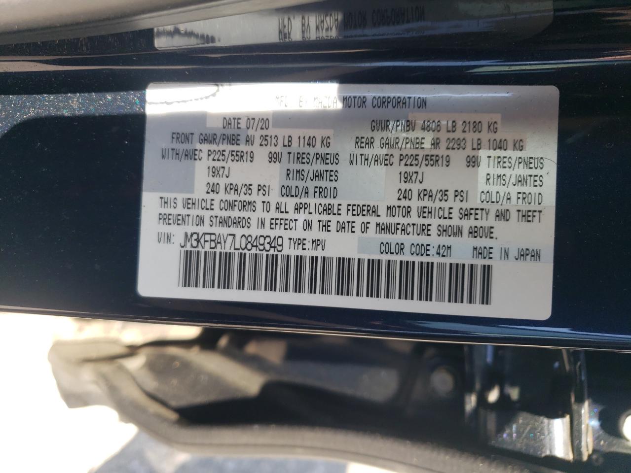 2020 Mazda Cx-5 Grand Touring Reserve VIN: JM3KFBAY7L0849349 Lot: 71521095