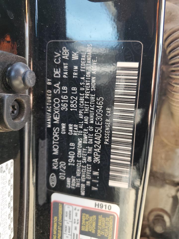 2020 Kia Rio Lx VIN: 3KPA24AD5LE309465 Lot: 69503315