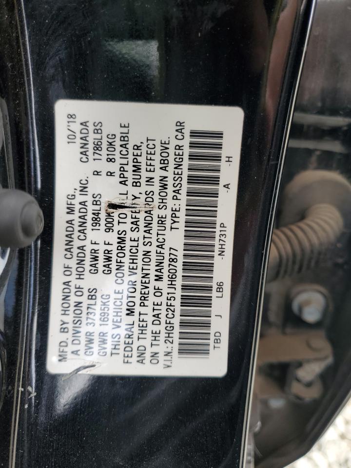 2018 Honda Civic Lx VIN: 2HGFC2F51JH607877 Lot: 80151685