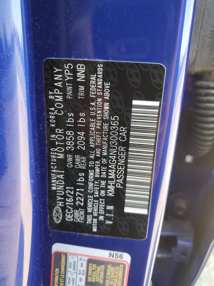 2022 Hyundai Elantra Sel VIN: KMHLM4AG4NU300365 Lot: 80194445