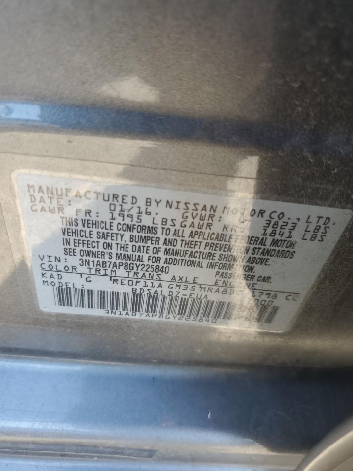 2016 Nissan Sentra S VIN: 3N1AB7AP8GY225840 Lot: 84771425