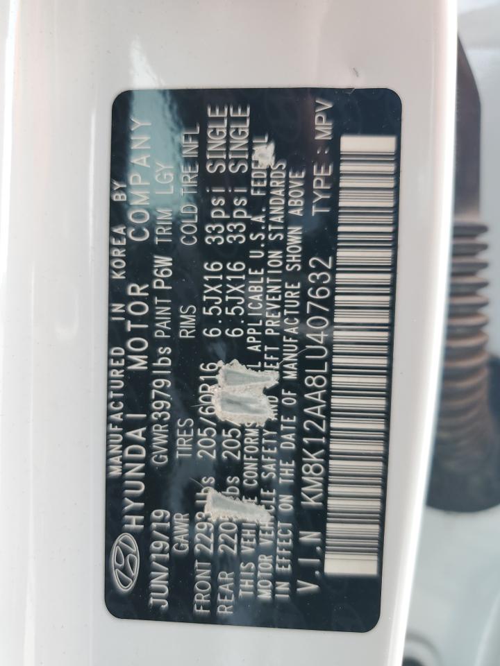 2020 Hyundai Kona Se VIN: KM8K12AA8LU407632 Lot: 71706945