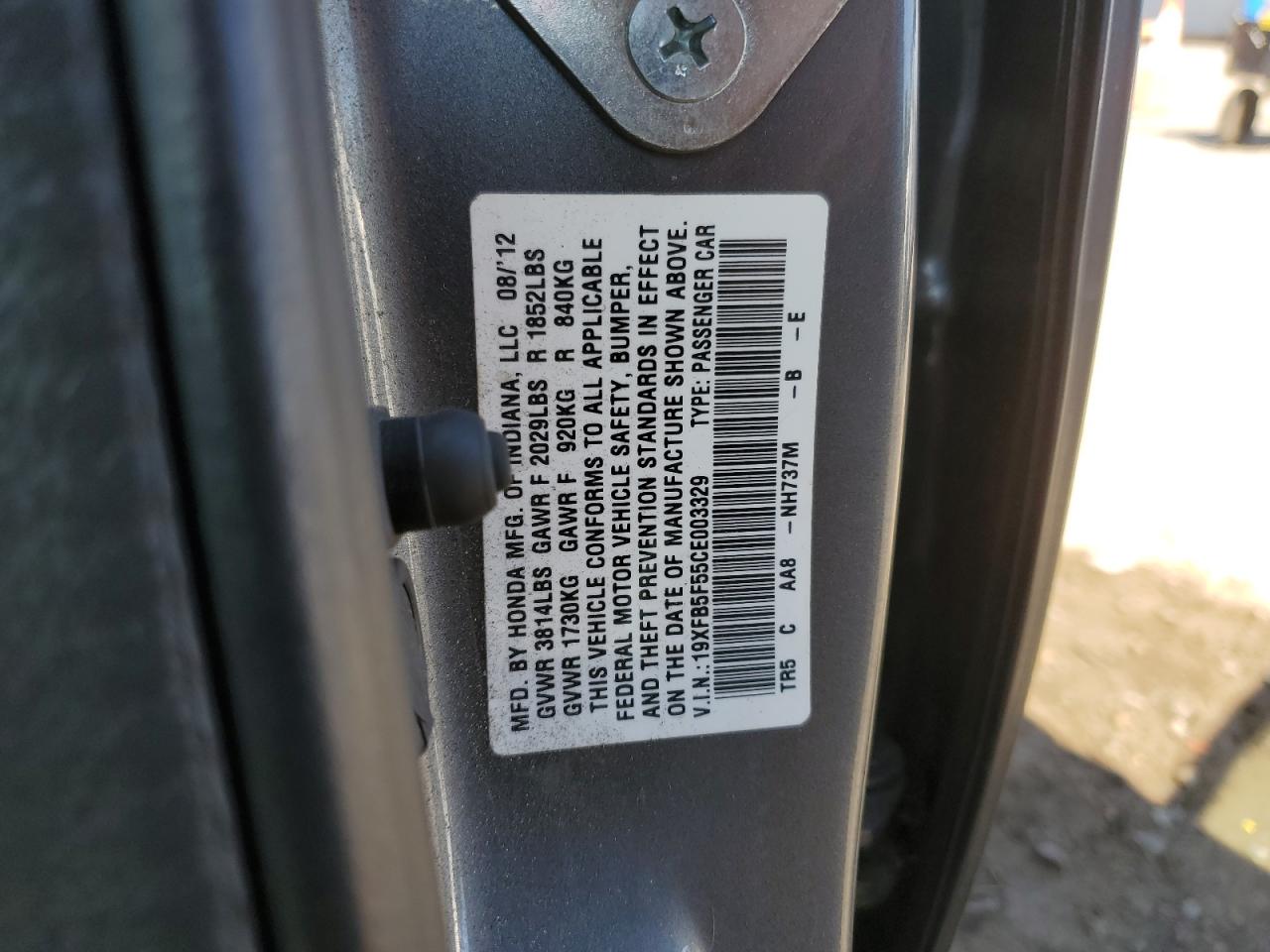 2012 Honda Civic Natural Gas VIN: 19XFB5F55CE003329 Lot: 80022585