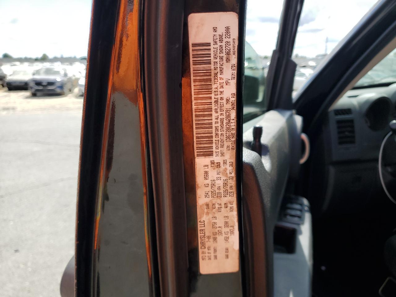 2008 Dodge Nitro Sxt VIN: 1D8GT28K28W286791 Lot: 80116585
