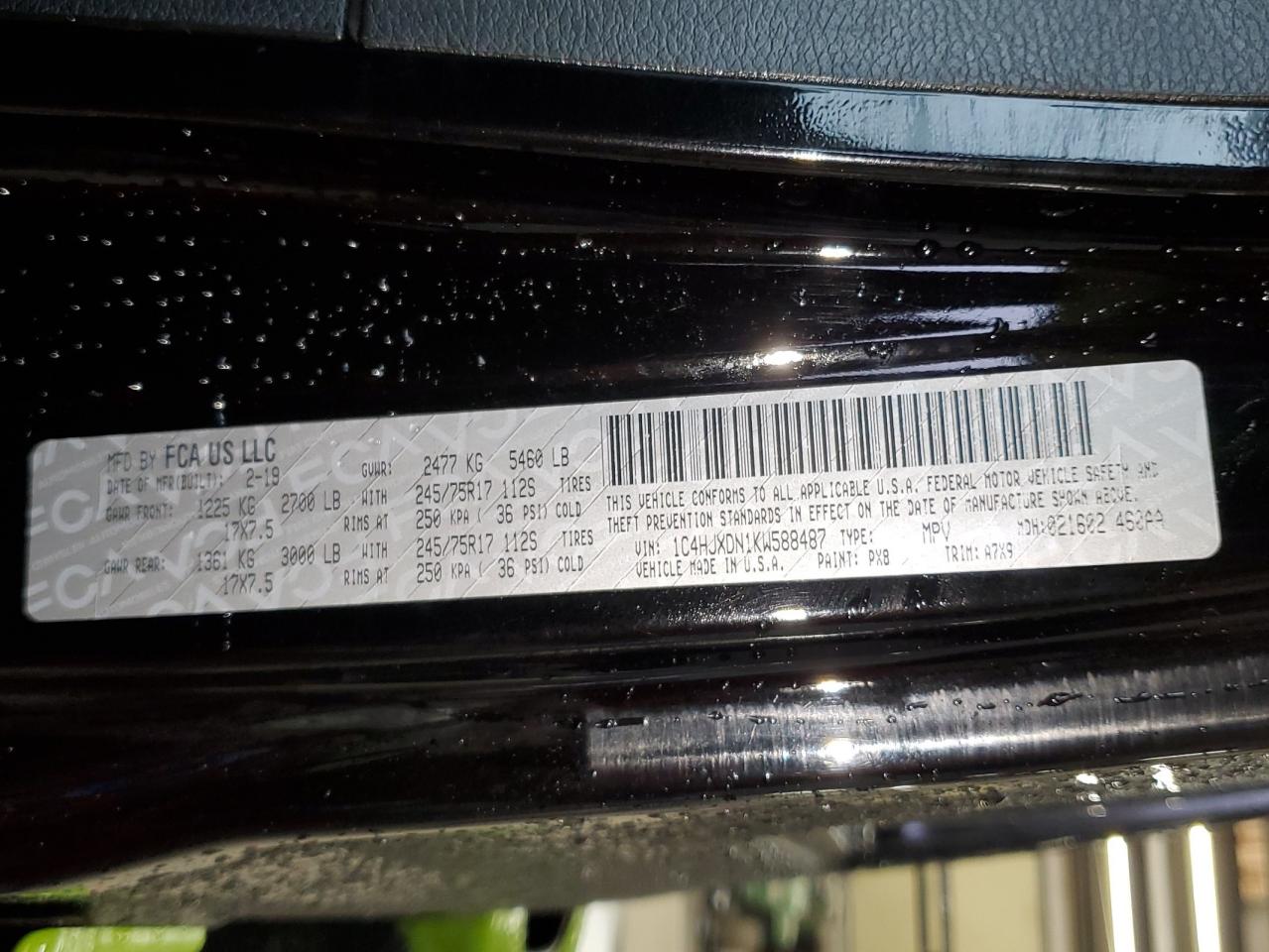 2019 Jeep Wrangler Unlimited Sport VIN: 1C4HJXDN1KW588487 Lot: 80816925