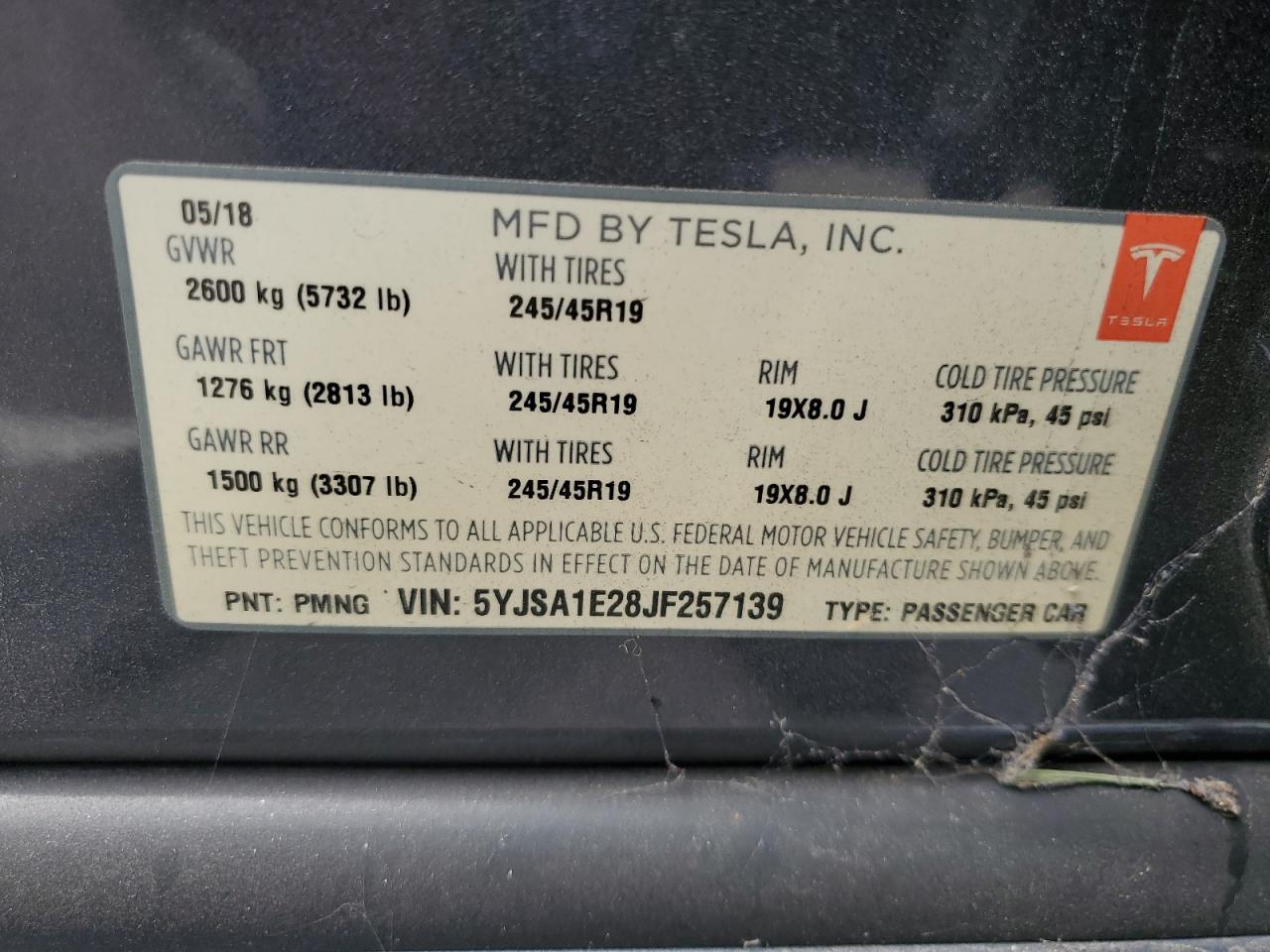 2018 Tesla Model S VIN: 5YJSA1E28JF257139 Lot: 81104915