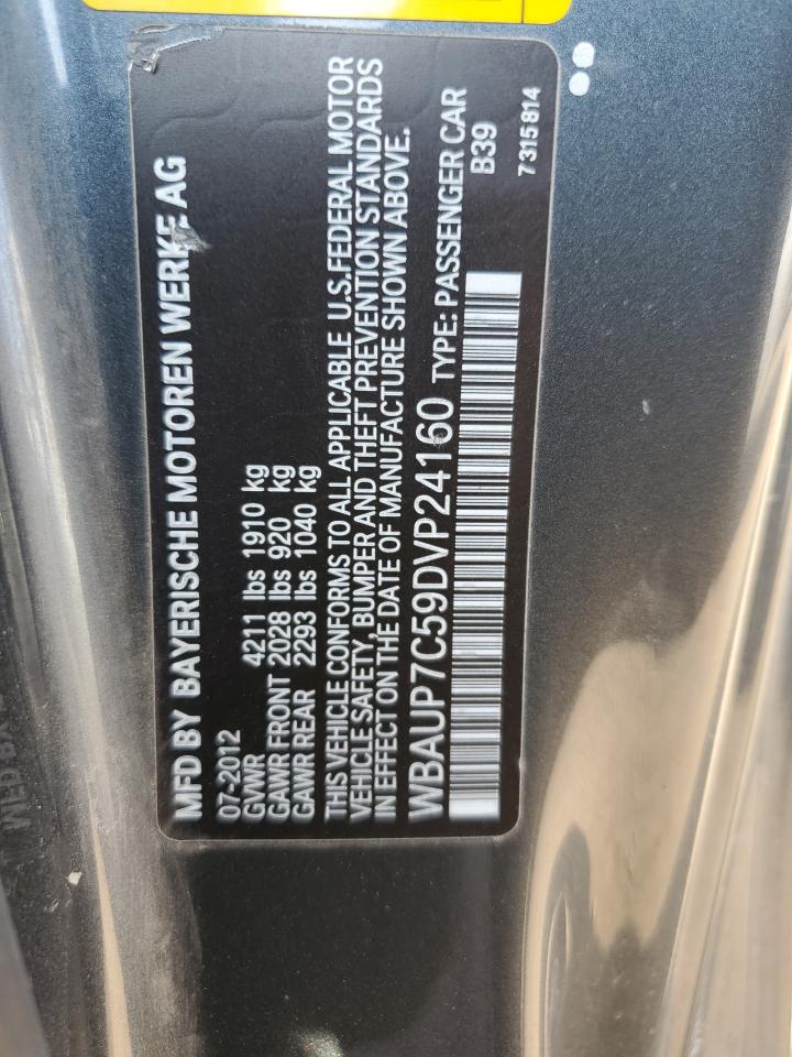 2013 BMW 128 I VIN: WBAUP7C59DVP24160 Lot: 81559115