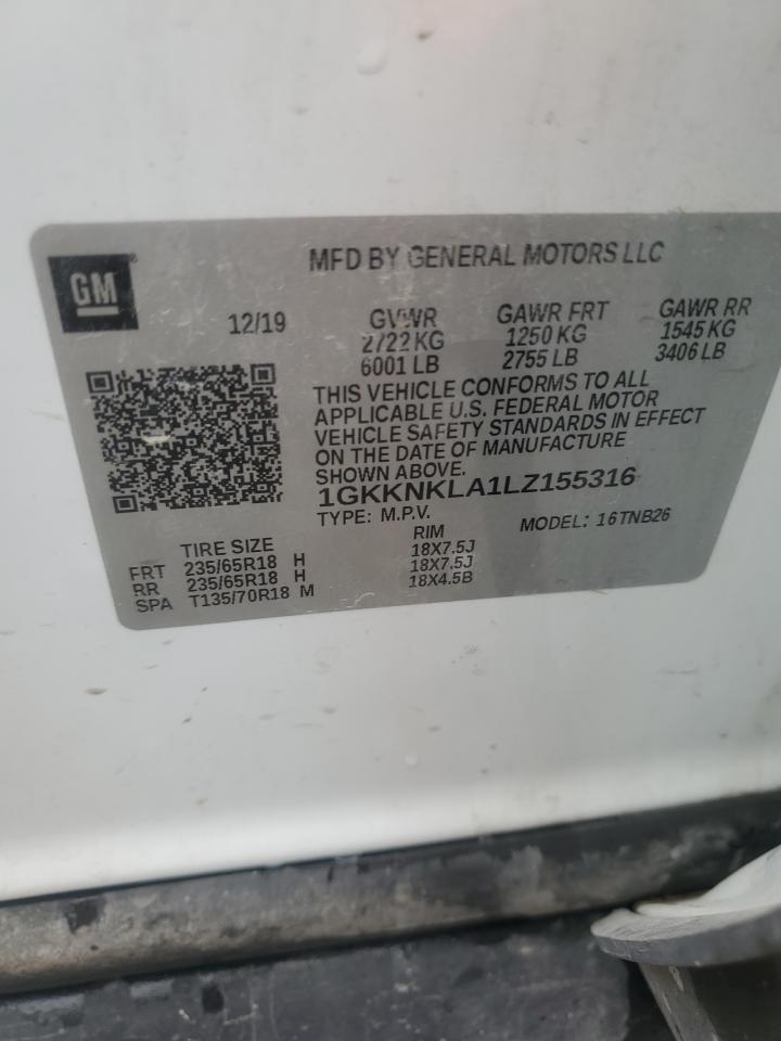 2020 GMC Acadia Sle VIN: 1GKKNKLA1LZ155316 Lot: 80539355