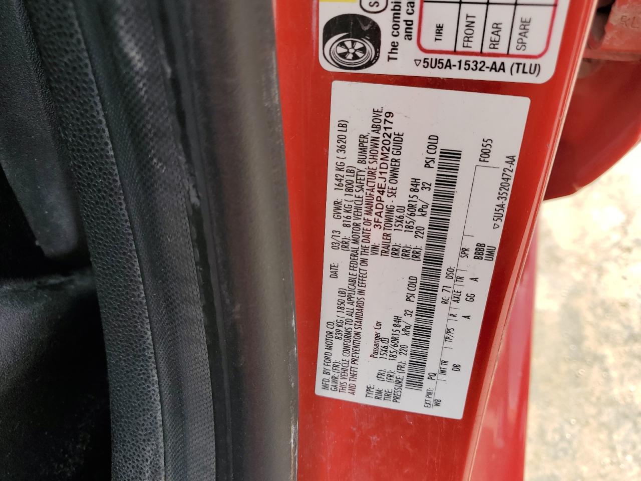 2013 Ford Fiesta Se VIN: 3FADP4EJ1DM202179 Lot: 80529735