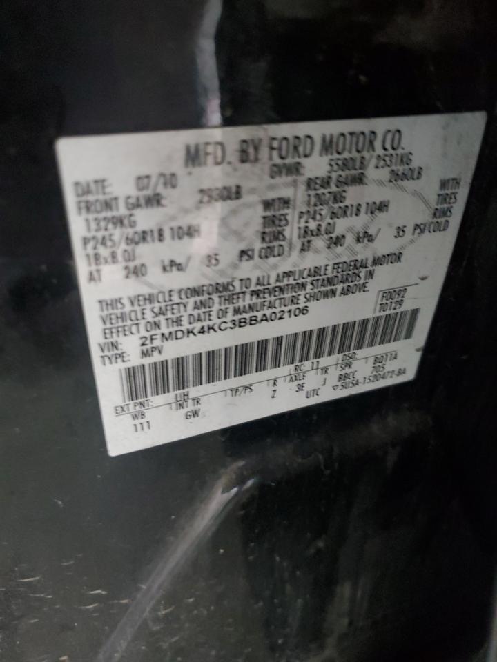 2011 Ford Edge Limited VIN: 2FMDK4KC3BBAZ2106 Lot: 80187375