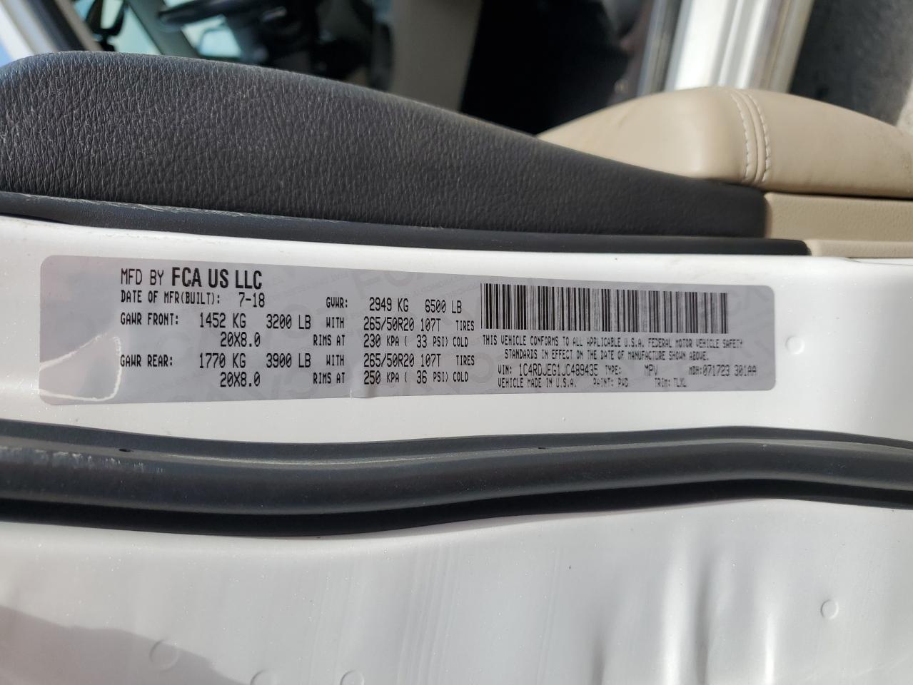 2018 Dodge Durango Citadel VIN: 1C4RDJEG1JC489435 Lot: 71878115