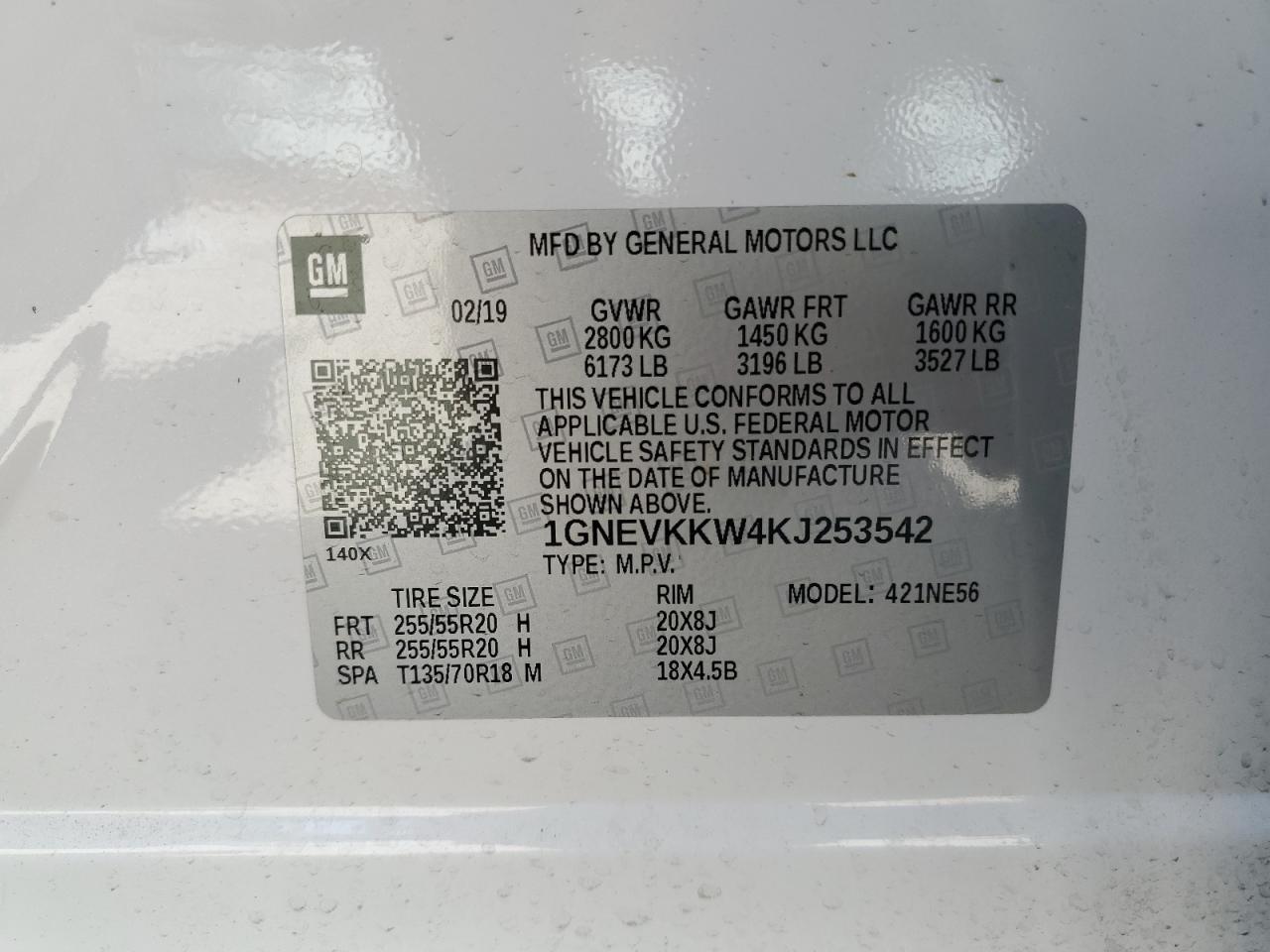 2019 Chevrolet Traverse Premier VIN: 1GNEVKKW4KJ253542 Lot: 81314615