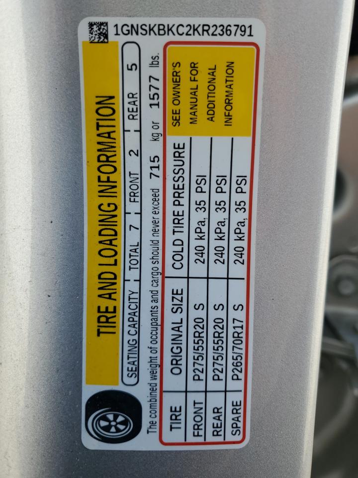 2019 Chevrolet Tahoe K1500 Lt VIN: 1GNSKBKC2KR236791 Lot: 81424765