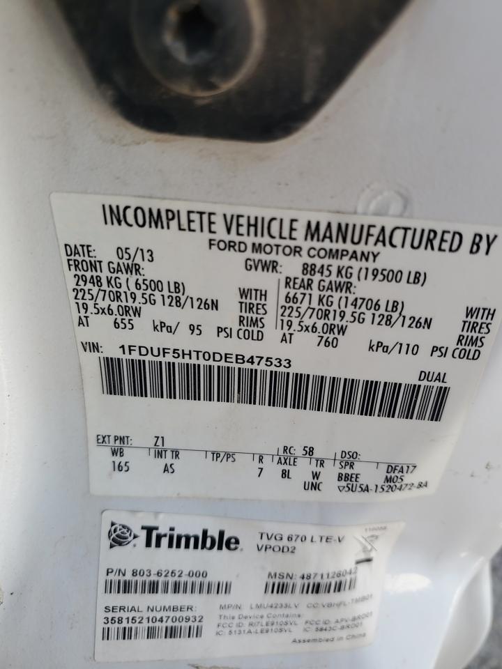 2013 Ford F550 Super Duty VIN: 1FDUF5HT0DEB47533 Lot: 81251785