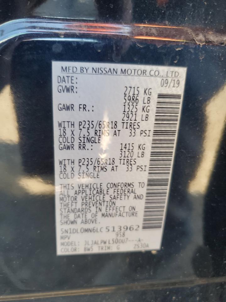 2020 Infiniti Qx60 Luxe VIN: 5N1DL0MN6LC513962 Lot: 80921095