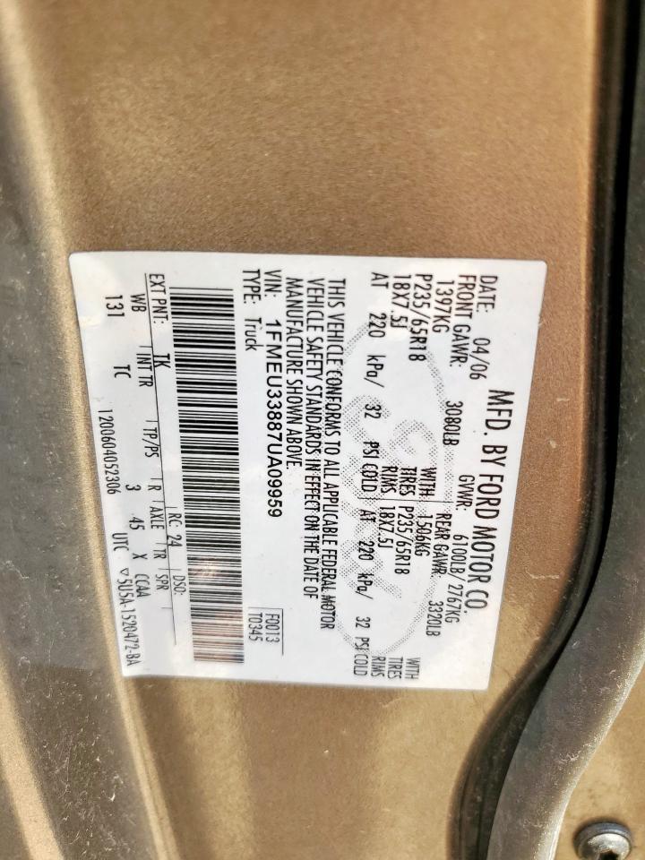 2007 Ford Explorer Sport Trac Limited VIN: 1FMEU33887UA09959 Lot: 71593935