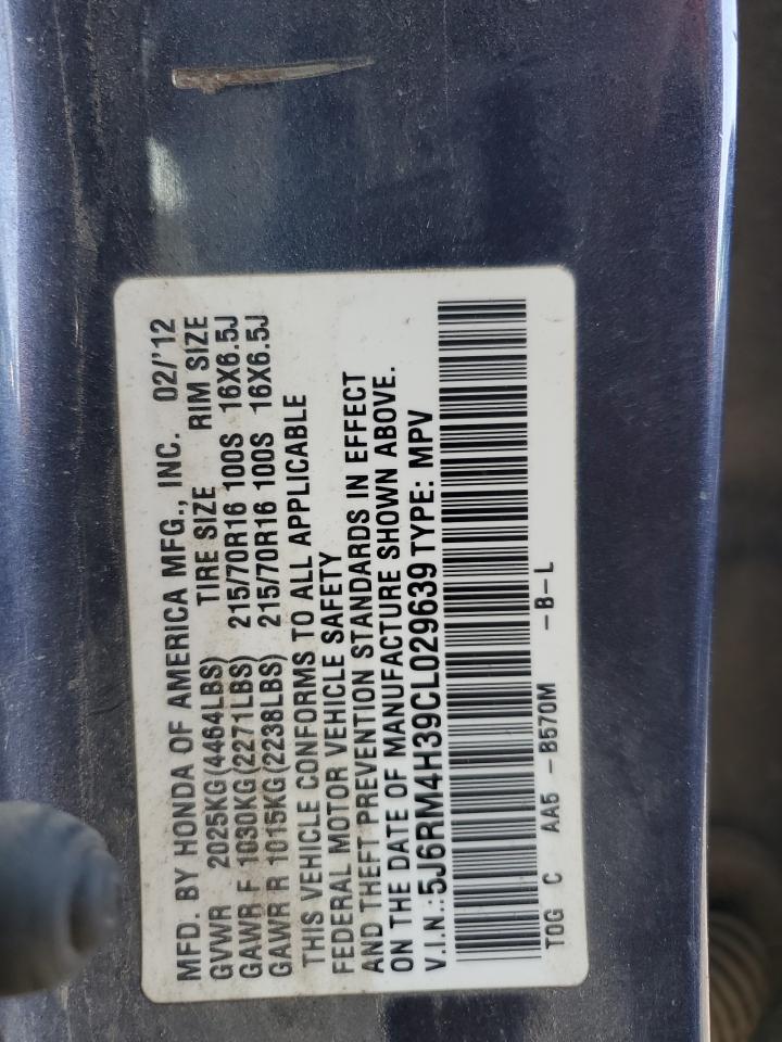 2012 Honda Cr-V Lx VIN: 5J6RM4H39CL029639 Lot: 84588365