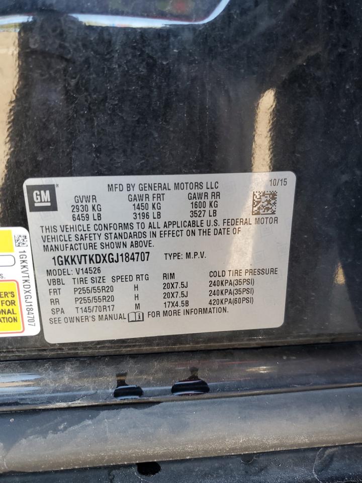 2016 GMC Acadia Denali VIN: 1GKKVTKDXGJ184707 Lot: 83749785