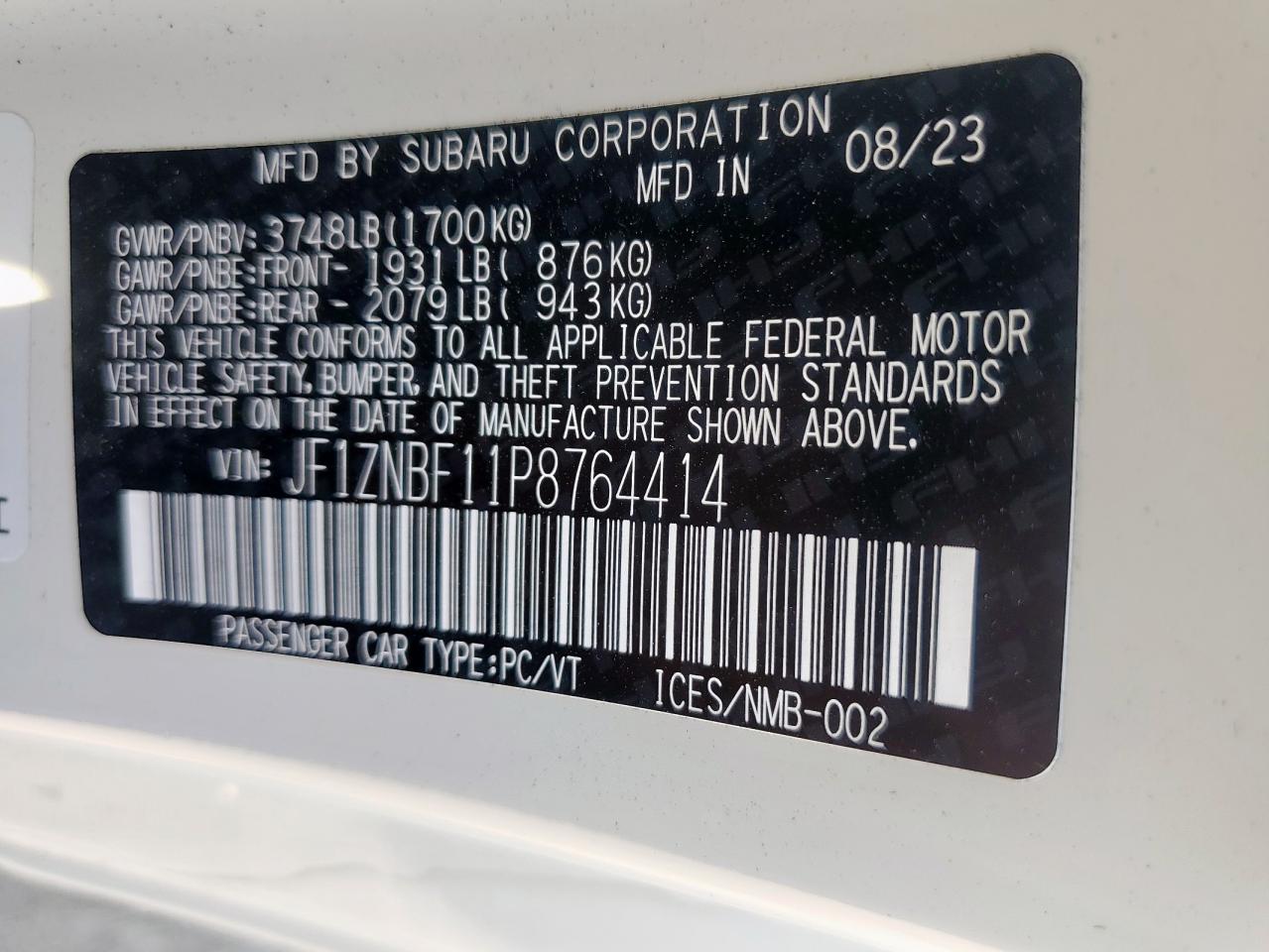 2023 Toyota Gr 86 Premium VIN: JF1ZNBF11P8764414 Lot: 71956065