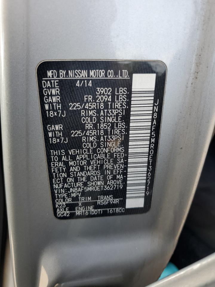 2014 Nissan Juke S VIN: JN8AF5MR0ET362719 Lot: 80854395