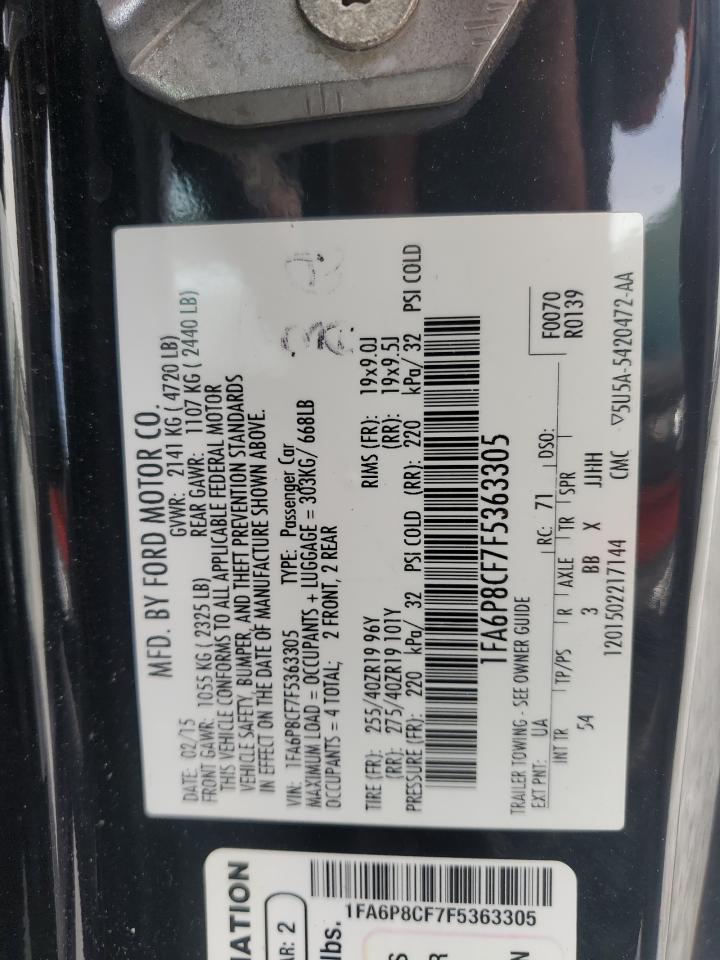 2015 Ford Mustang Gt VIN: 1FA6P8CF7F5363305 Lot: 71229705