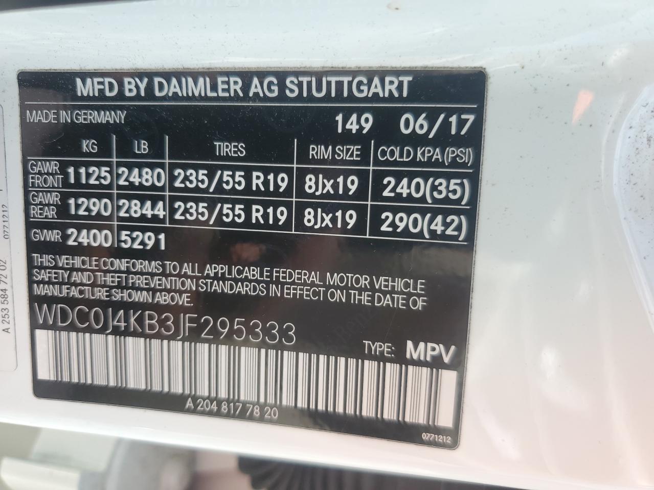 2018 Mercedes-Benz Glc Coupe 300 4Matic VIN: WDC0J4KB3JF295333 Lot: 71905745