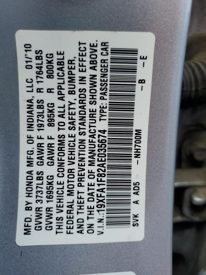 2010 Honda Civic Ex VIN: 19XFA1F82AE035674 Lot: 81518635