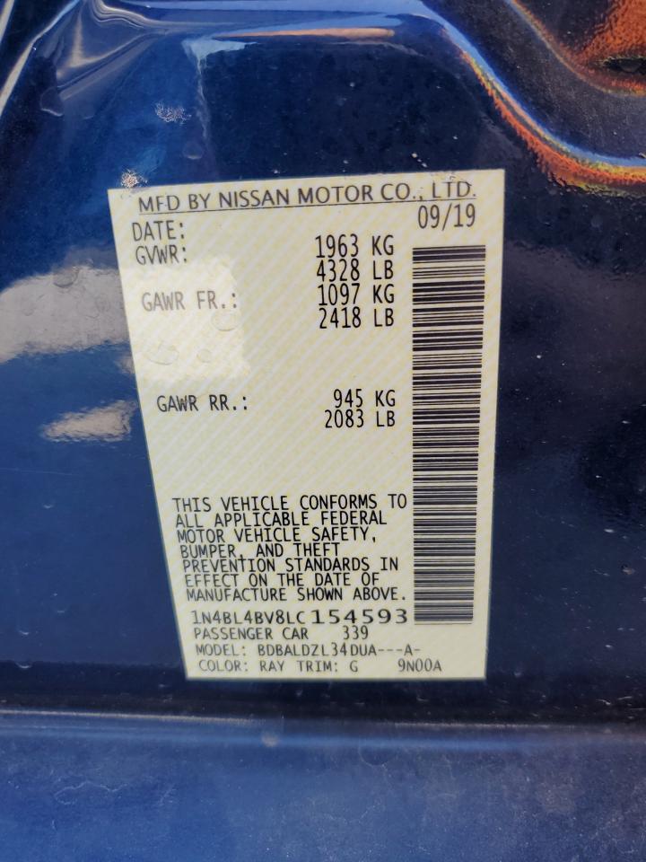 2020 Nissan Altima S VIN: 1N4BL4BV8LC154593 Lot: 70850145