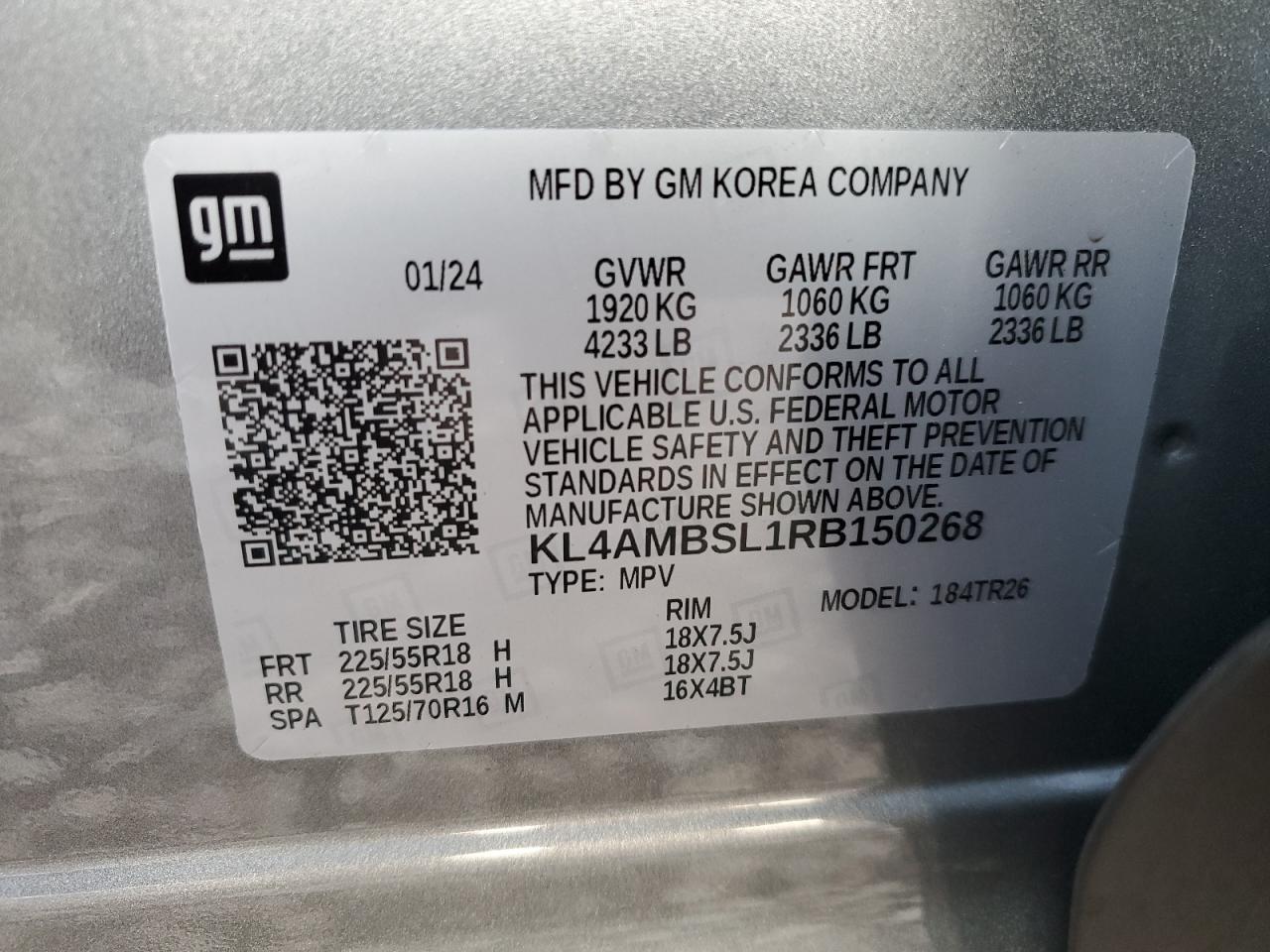 2024 Buick Encore Gx Preferred VIN: KL4AMBSL1RB150268 Lot: 71795675