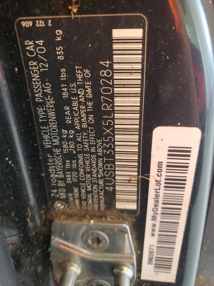 2005 BMW Z4 2.5 VIN: 4USBT335X5LR70284 Lot: 84708495