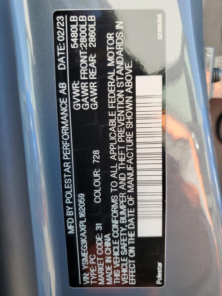 2023 Polestar 2 VIN: YSMEG3KAXPL162059 Lot: 84281725