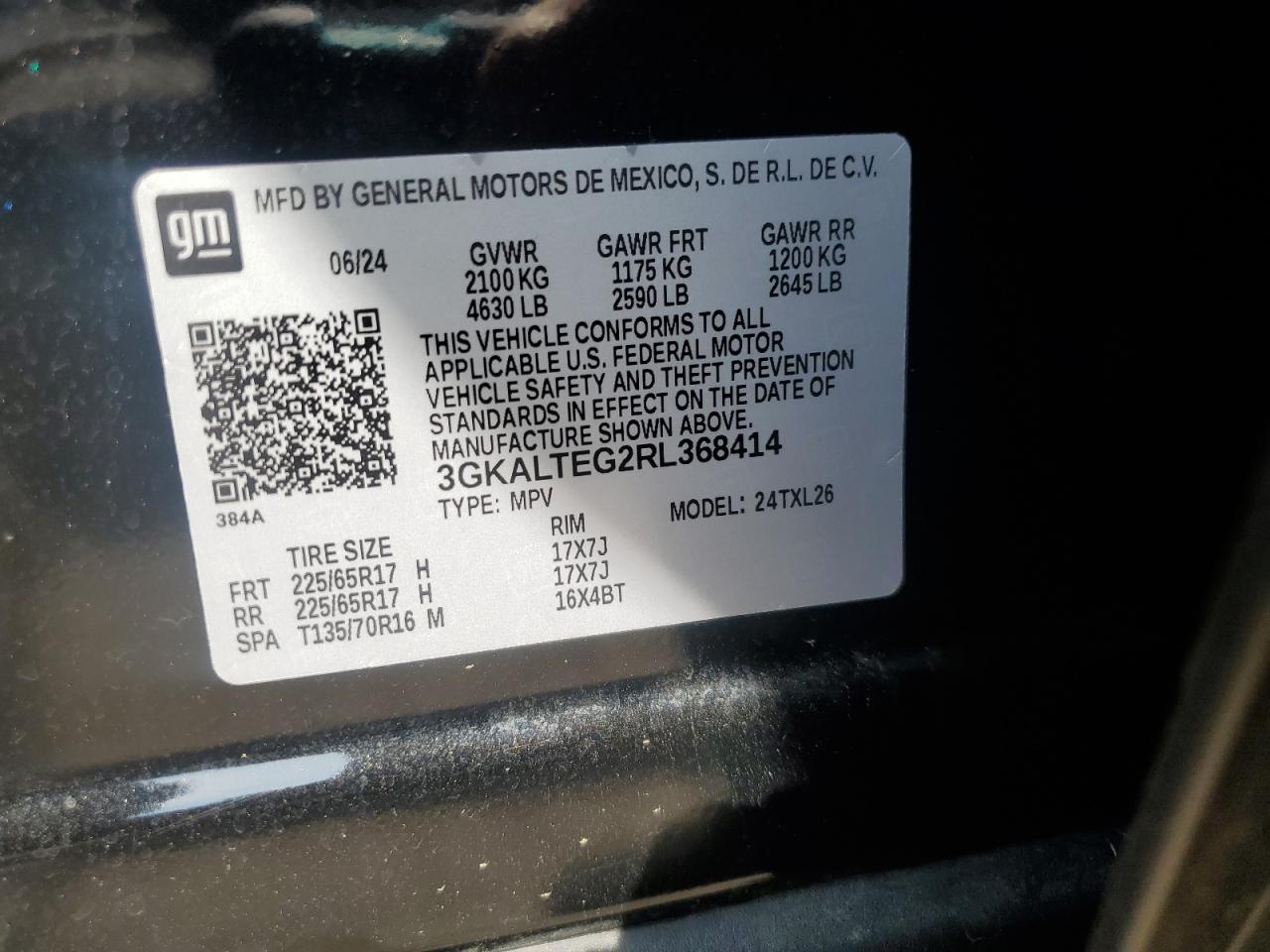 2024 GMC Terrain Sle VIN: 3GKALTEG2RL368414 Lot: 81208475