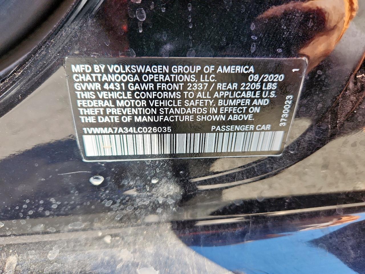 2020 Volkswagen Passat R-Line VIN: 1VWMA7A34LC026035 Lot: 80355515