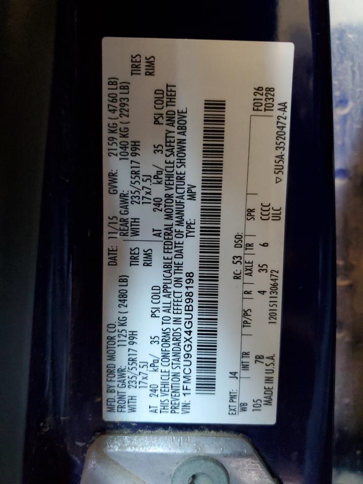 2016 Ford Escape Se VIN: 1FMCU9GX4GUB98198 Lot: 84396565