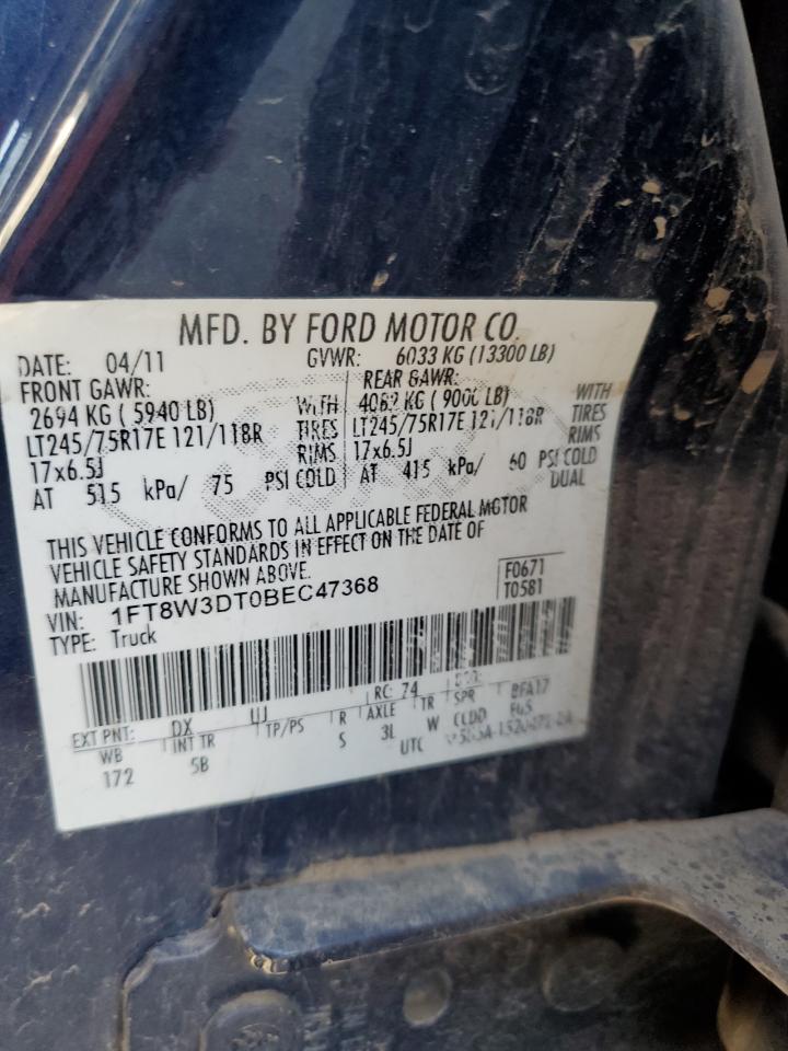 2011 Ford F350 Super Duty VIN: 1FT8W3DT0BEC47368 Lot: 83873725